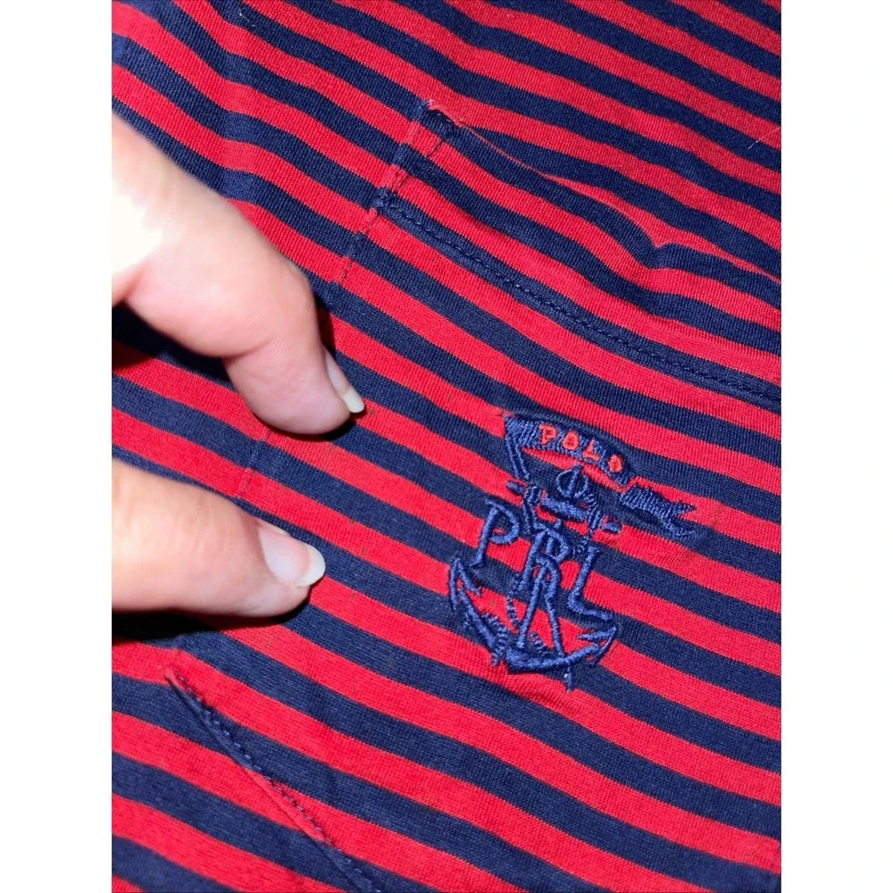 Polo Ralph Lauren Shirt Men L Red Stripes (Freddy Kruger)‎ Embroidery Pima VTG